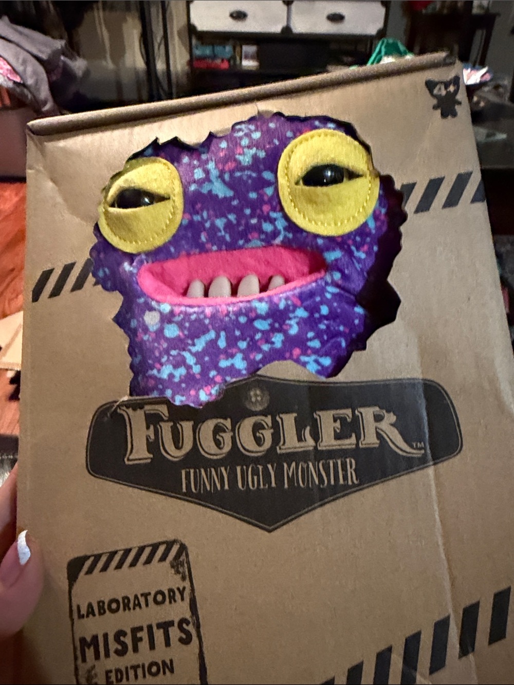 Fuggler Purple Monster Plush with Yellow Eyes